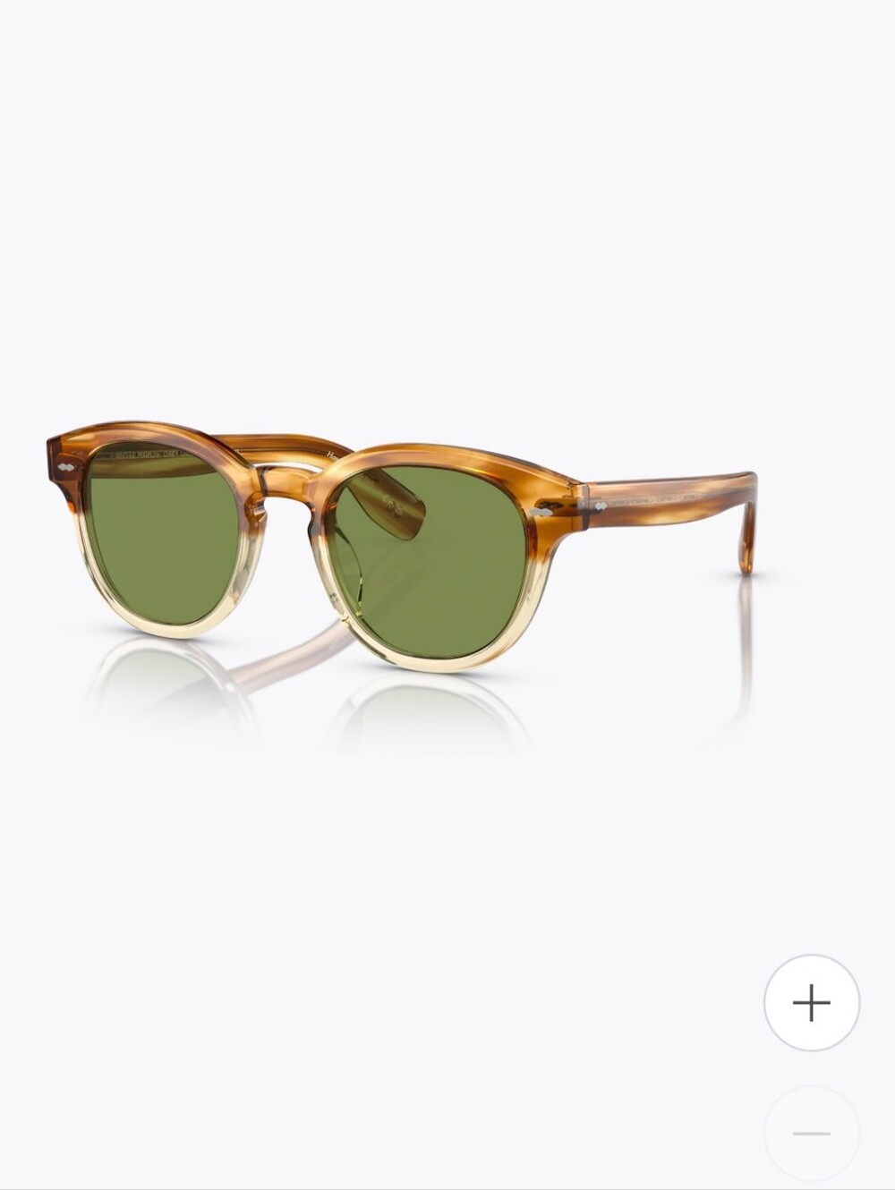 Oliver Peoples Amber Tortoise Frame Sunglasses with Green Lenses